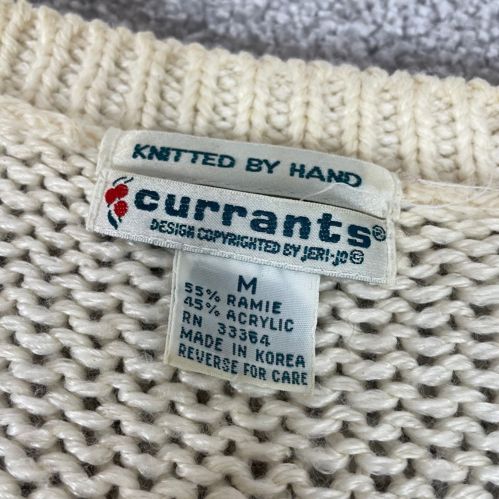 Currants Knitted by Hand Cardigan Womens Medium Fair Isle Cable Knit Vintage - Picture 3 of 11